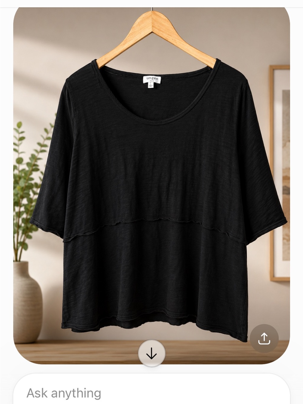 Umgee Black Relaxed Layered Short Sleeve Tee